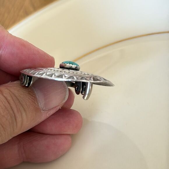 Silver and Turquoise Belt Buckle - Picture 5 of 5